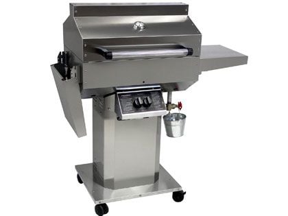 Phoenix Stainless Steel Riveted Gas Grill Head On Stainless Steel Pedestal Cart