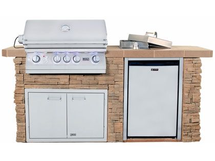 Lion Sensational Q 7-Foot BBQ Island With Gas Grill, Side Burner & Refrigerator