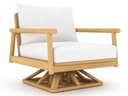 Seville Teak Swivel Chair with Sunbrella White Cushions