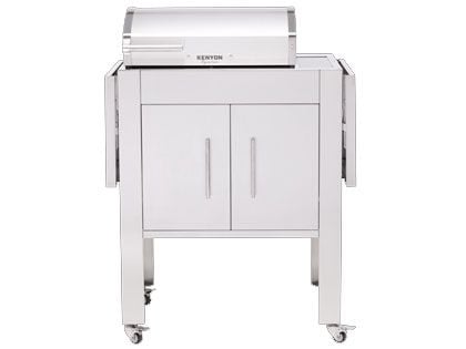 Kenyon Signature 2-Zone 3000 Watt 240V IntelliKEN Touch Control Electric Grill & Stand with White Carbon Fiber Lid & LED Lighted Handle