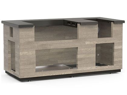 Fire Magic 6 1/2-Foot GFRC Pre-Fab Reclaimed Wood Grill Island System - Silver Pine Base and Polished Lava Countertop