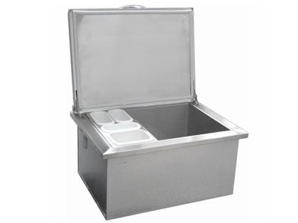 Sole Gourmet 27-Inch Stainless Steel Drop-In Ice Bin Cooler with Lid