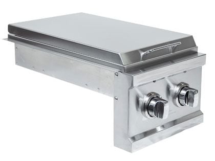Sole Gourmet Built-In Gas Double Side Burner with White LED Lights and Hinged Lid