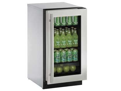 U-Line 2000 Series 18-Inch 3.6 Cu. Ft. Built-In Compact Refrigerator With Glass Door - Stainless Steel