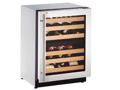 U-Line 2000 Series 24-Inch 43 Bottle Right Hinge Dual Zone Wine Captain - Stainless Steel