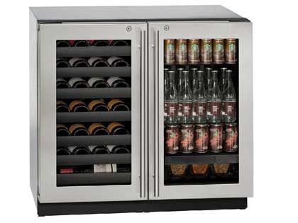 U-Line 3000 Series 36-Inch 7 Cu. Ft. / 31 Bottle Dual Zone Beverage Center / Wine Captain - Stainless Steel