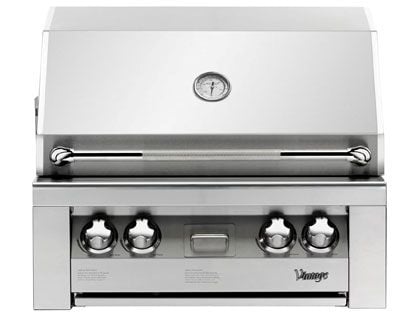 Vintage Grills 30-Inch Built-in Gas Grill with Flush Mounted Infrared Rotisserie Burner and Dedicated Smoker Burner