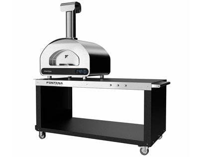 Volta 70 Hybrid Gas & Wood-Fired Pizza Oven with Smart WiFi Control Module & Dual Food Probes on Portable Desk - Black