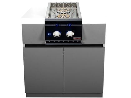 Whistler 31-Inch Stainless Steel Side Burner Cabinet with Gas Double Side Burner - Black Stainless