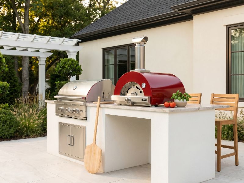 Coyote 30-Inch Hybrid Multi-Fuel Outdoor Pizza Oven - Red