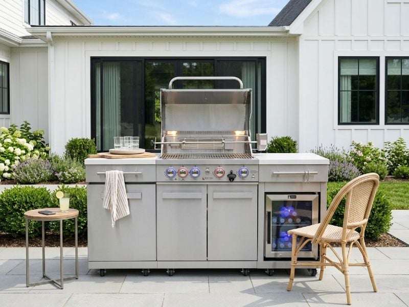 モンテリー 4セット ステンレススチール バットセット ビュッフェ MA-957RSFC Mont Alpi Natural Gas, Propane Grill BBQ Island | 70