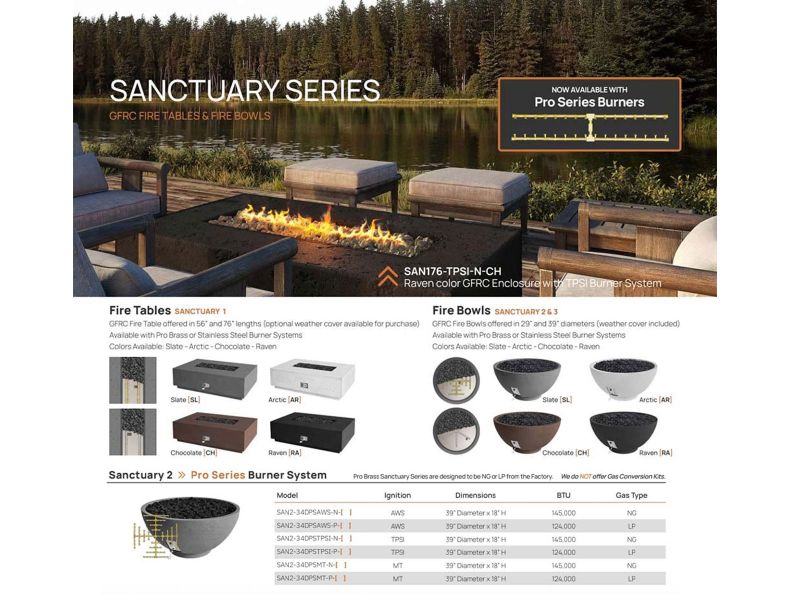 Firegear Sanctuary 2 Series 39-Inch GFRC Gas Fire Bowl - Arctic