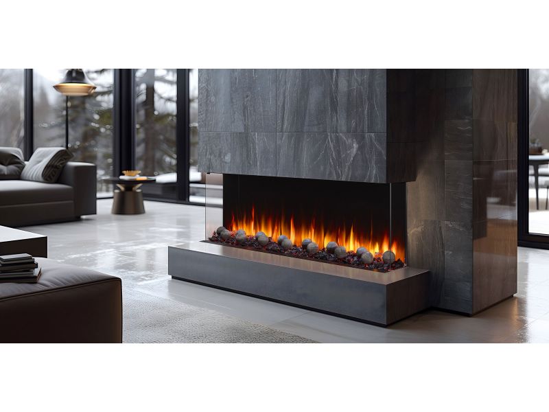 SIMPLICITE plus 生地MARTINSON 3ピース スリーピース SimpliFire 65-Inch Triton 3-Sided Linear Electric Fireplace