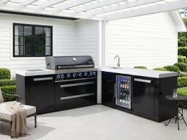 Outdoor BBQ Island | Mont Alpi 6-Burner Black Stainless Grill