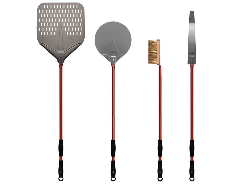 Alfa 36-Inch 4-Piece Pizza Peel Set - Red