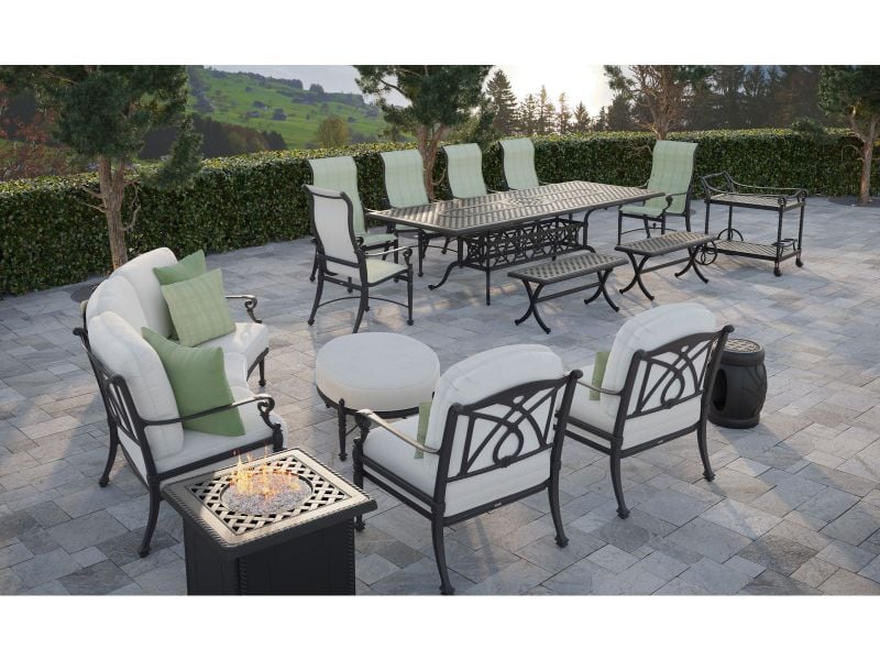 Gensun Grand Terrace Curved Outdoor Sofa Elegant Cast Aluminum