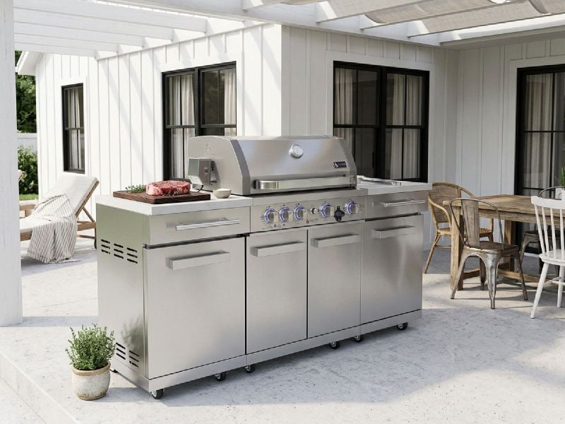 モンテリー 4セット ステンレススチール バットセット ビュッフェ MA-957RS Mont Alpi Natural Gas, Propane Grill BBQ Island | 70