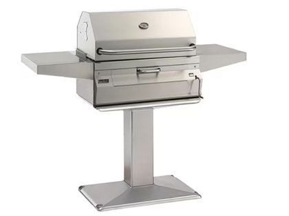 Fire Magic Legacy 24-Inch Smoker Charcoal Grill On Patio Post