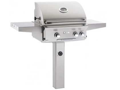 American Outdoor Grill L-Series 24-Inch 2-Burner Gas Grill On In-Ground Post with Backburner & Rotisserie