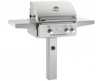 American Outdoor Grill T-Series 24-Inch 2-Burner Gas Grill On In-Ground Post with Backburner & Rotisserie
