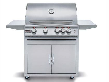 Blaze Premium LTE 32-Inch 4-Burner Gas Grill With Rear Infrared Burner & Grill Lights with Cart