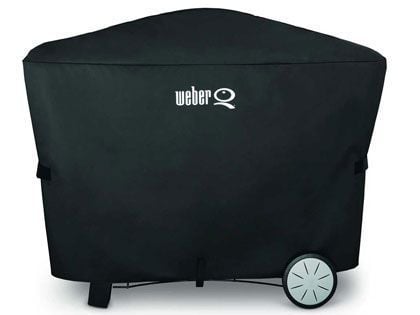 Weber Premium Grill Cover For Q 2000 & 3000 Series Gas Grills On Patio Cart