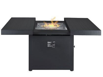 Plank and Hide Rectangle Functional Gas Firepit - Black & Wenge