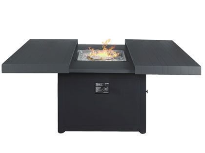 Plank and Hide Square Functional Gas Firepit - Black & Charcoal