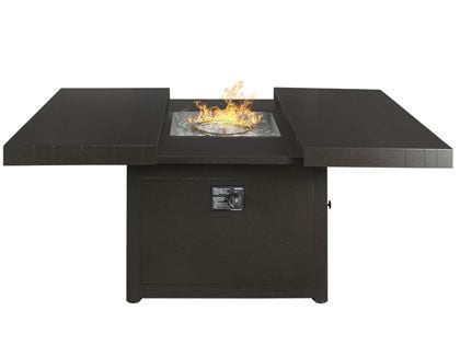 Plank and Hide Square Functional Gas Firepit - Brown