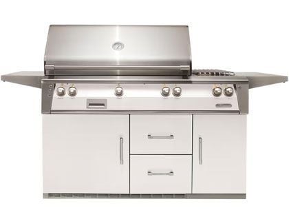 Alfresco 56-Inch Luxury Deluxe Gas Grill With Rotisserie, Double Side Burner & Refrigerated Cart