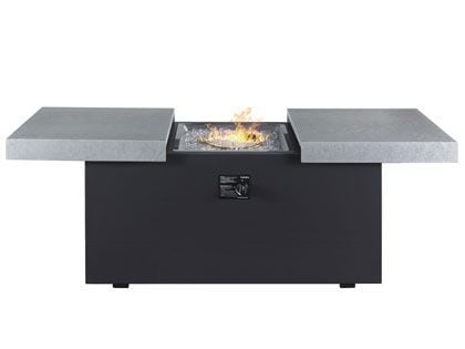 Plank and Hide Rectangle Functional Gas Firepit - Black & Concrete