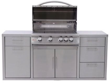 Blaze 6 Ft BBQ Island with 32-Inch LBM Series 4-Burner Gas Grill in Stainless Steel