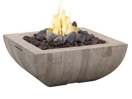 American Fyre Designs 36-Inch Bordeaux Silver Pine Wood Square Fire Bowl