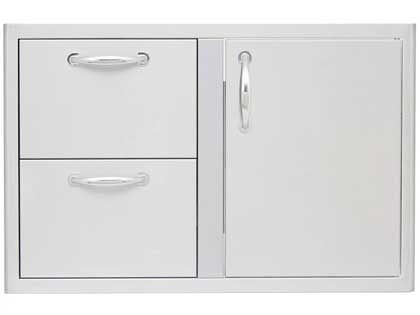 Blaze 32-Inch Access Door & Stainless Steel Double Drawer Combo with LED Lighting & Soft Close