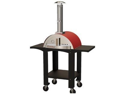 WPPO Karma 25-Inch Wood Fired Pizza Oven with Black Cart - Red