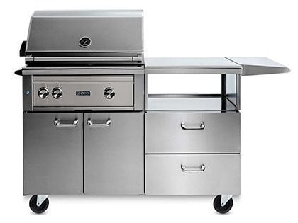 Lynx Professional 30-Inch Gas Grill With One Infrared Trident Burner And Rotisserie on Mobile Kitchen Cart