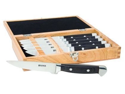 Lynx 6-Piece Stainless Steel Steak Knife Set In Wood Presentation Box