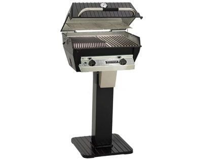 Broilmaster R3B Infrared Combination Gas Grill On Black Patio Post