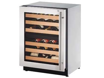 U-Line 2000 Series 24-Inch 43 Bottle Left Hinge Dual Zone Wine Captain With Lock - Stainless Steel