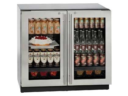 U-Line 3000 Series 36-Inch 6.9 Cu. Ft. Built-In Dual Zone Compact Refrigerator With Glass Doors - Stainless Steel